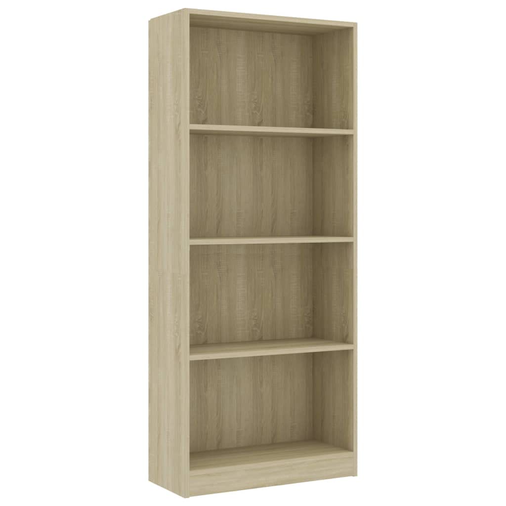 vidaXL Book Cabinet in Sonoma Oak - Modern 4-Tier Bookshelf - 23.6&quot;x9.4&quot;x55.9&quot; Engineered Wood Bookcase - Easy Assembly Required