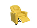 Lilola Home Marisa 23" W Yellow PU Leather Kids Recliner Chair with Cupholder