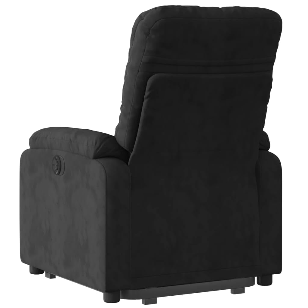 vidaXL Stand up Massage Recliner Chair - Black Microfiber Power Lift, Motorized Stand-Up Aid, Manual Recline, Vibration Massage, Comfortable Seating