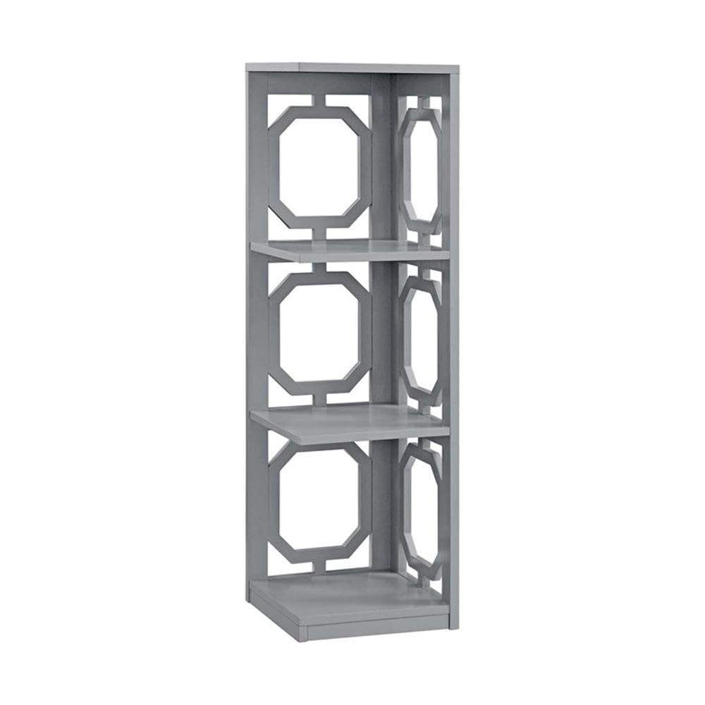 Convenience Concepts Omega 3 Tier Corner Bookcase, Gray