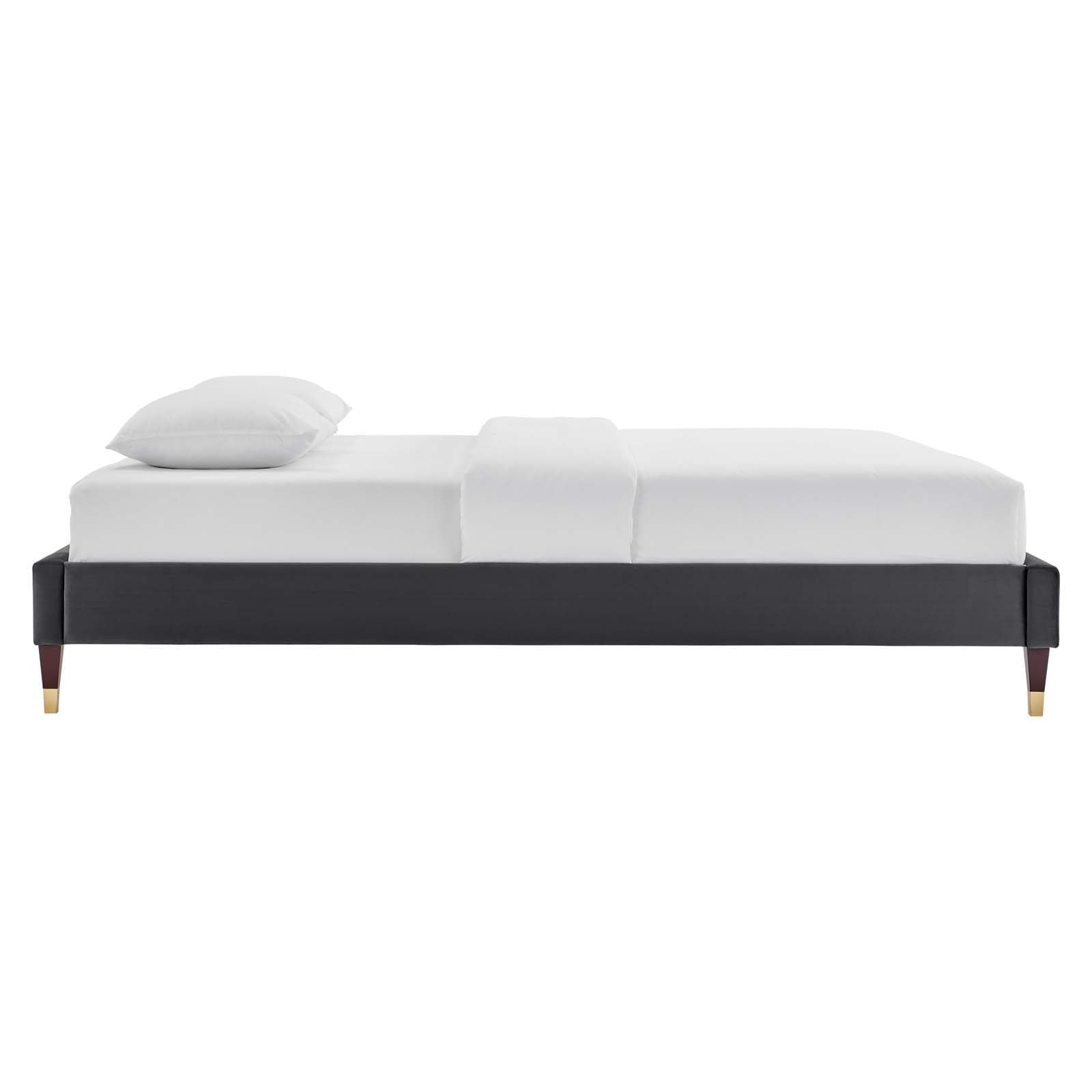 Modway Harlow 79&quot; King Performance Velvet Platform Bed Frame In Charcoal