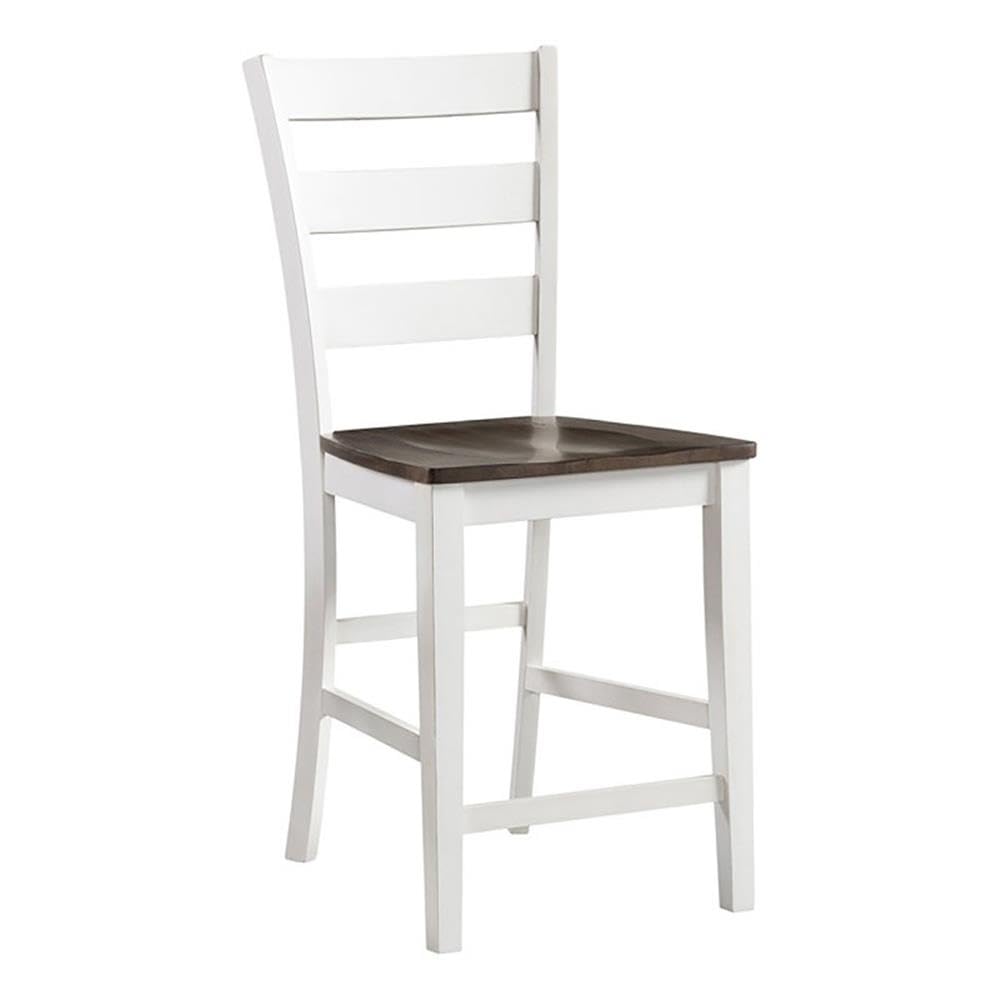 Intercon Kona 24" Ladder Back Bar Stool with Wood, Set of 2, Gray and White