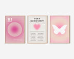Hesendot Retro Gradient Wall Art Decor Set Of 3,Pink Aura Poster,Affirmation Poster,12X16In Truly Quality Canvas Wall Art Pictur