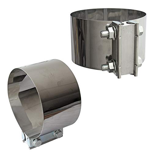 2Pcs Exhaust Clamps 5 Inch Butt Joint Exhaust Pipe Muffler Clamp Band Stainless Steel Car Pipes System Connection For Cars