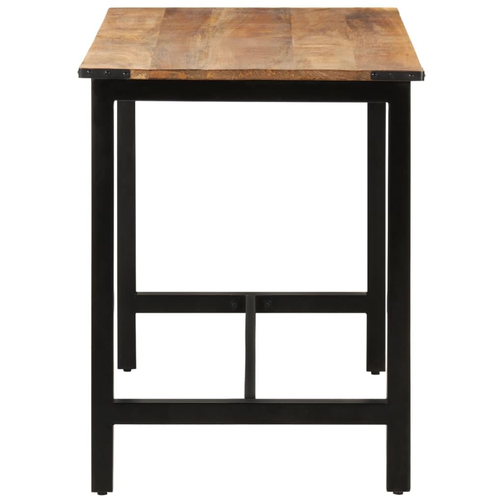 vidaXL Solid Mango Wood and Powder-Coated Iron Dining Table - Rustic and Industrial Style, Size 43.3&quot;x23.6&quot;x29.9&quot; - Easy Assembly - Brown