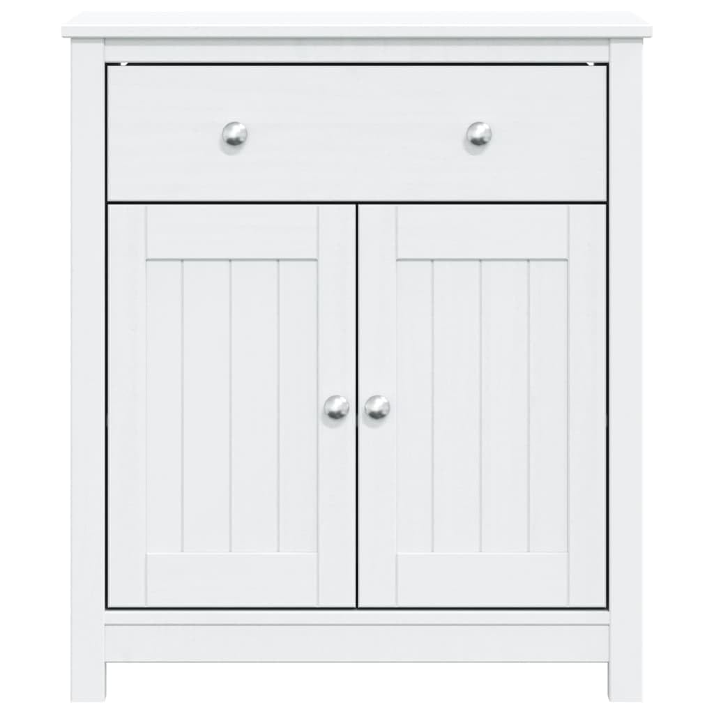 vidaXL Solid Pine Wood Bathroom Cabinet in White with Storage Drawers and Doors, Berg Range