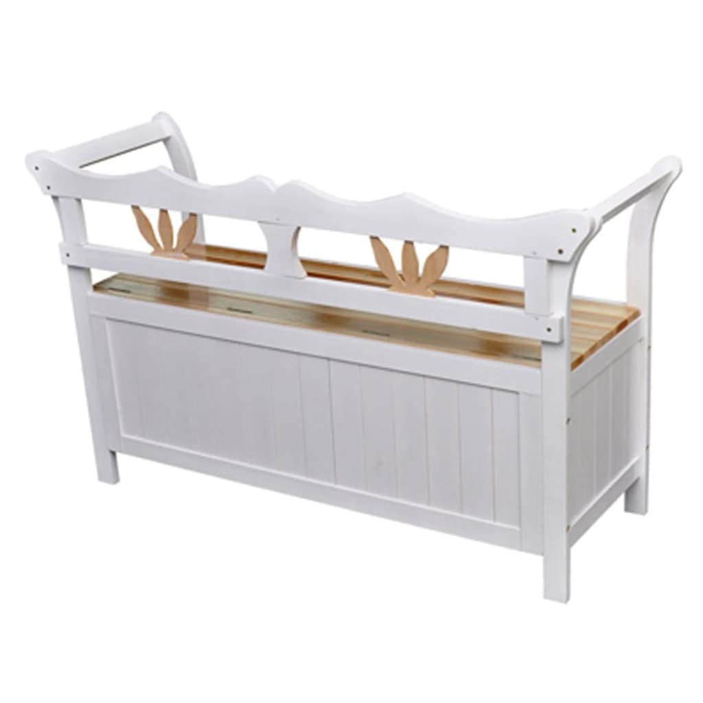 vidaXL Storage Bench 49.6&quot;x16.5&quot;x29.5&quot; Wood White