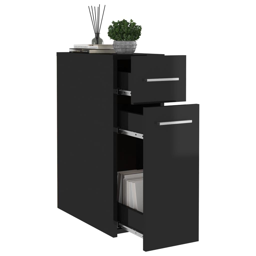 vidaXL Apothecary Cabinet High Gloss Black 7.9&quot;x17.9&quot;x23.6&quot; Engineered Wood