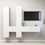 vidaXL TV Cabinet Set 7 Piece Home Indoor Living Room Hanging Wall-Mounted Stereo Plasma HiFi Cabinet TV Unit Furniture Gray Engineered Wood