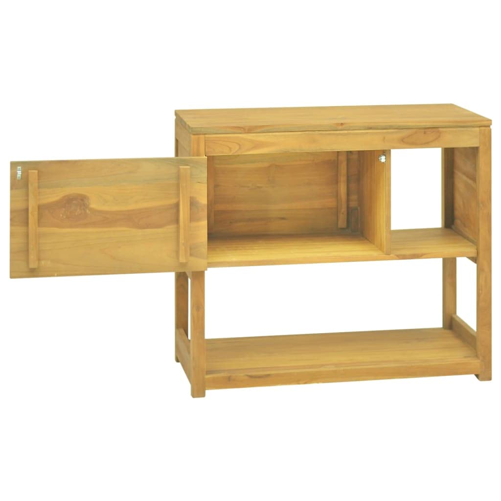 vidaXL Solid Wood Teak Bathroom Cabinet- Retro Style, Ample Storage, Exceptional Durability, Unique Wood Grains, 33.5&quot;x15.7&quot;x29.5&quot;