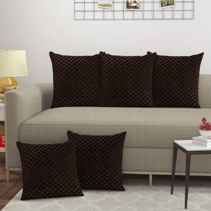 Decor India Cushion Covers Sofa Cushion Cover Set Of 5 60X60 Cms Or 24X24 Inch Brown Box Burnt Velvet Ambose Pillow Cover To Dec