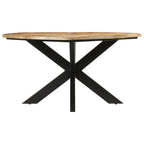 vidaXL Solid Mango Wood Round Dining Table - 59.1" Diameter with Iron Frame for Kitchen, Living Area, Brown