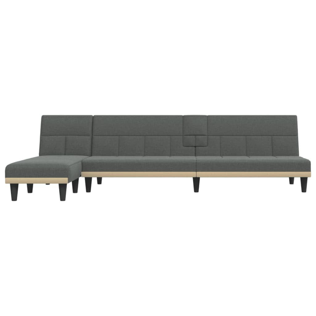 vidaXL Modern L-Shaped Sofa Bed, Dark Gray Fabric, Adjustable Convertible Design, Replacement Bed with USB Ports, Cozy Fabric Upholstery & Firm Plywood Frame