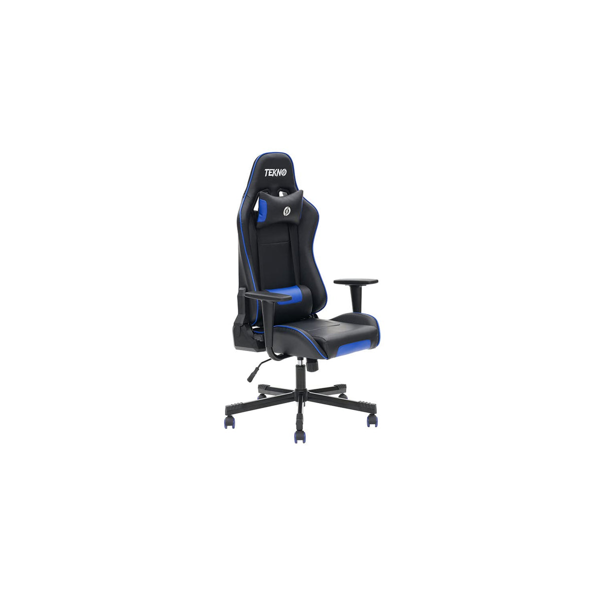 Lilola Home Adam Blue & Black Polyurethane Leather Gaming Chair with Support Cushions