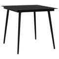 vidaXL Powder-Coated Steel and Glass Patio Dining Table in Black, Weather-Resistant with Significant Durability – Ideal for Garden, Patio, Dining Room.