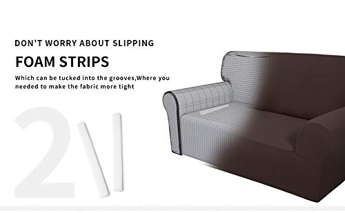 Easy-Going Fleece Stretch Sofa Slipcover Spandex Non-Slip Soft Couch Sofa Cover, Washable Furniture Protector With Anti-Skid Foam And Elastic Bottom For Kids, Pets(Oversized Sofa, Chocolate)