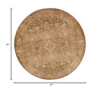 HomeRoots Polypropylene 8' Beige Machine Woven Distressed Floral Traditional Round Indoor Area Rug