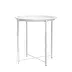 Vecelo Side/End Table, Folding Round Metal Anti-Rust And Waterproof Outdoor Or Indoor Tray For Living Room Bedroom Balcony And Office, 2 Pcs, Grey