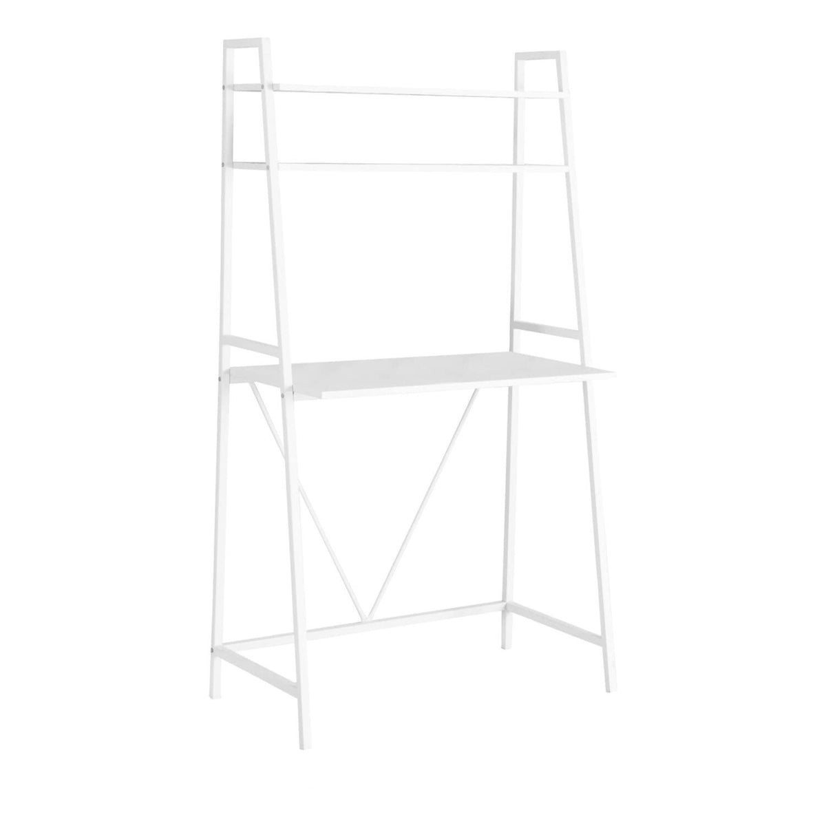 Monarch Specialties Workstation-Ladder Style Computer Desk with Shelves-Metal, 32' L, White