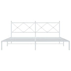 vidaXL Modern King Metal Bed Frame with Headboard - Steel Construction, White, 76"x79.9" - Bedroom Furniture for Enhanced Mattress Support
