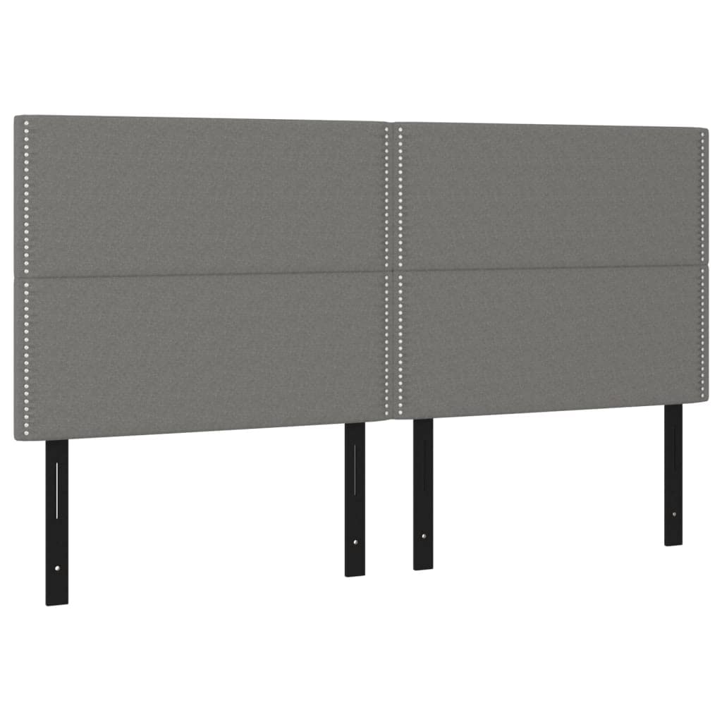 vidaXL 4X Headboards Home Indoor Bed Accessory Bedroom Upholstered Headboard Bed Header Furniture Dark Gray 35.4"x2"x30.7"/34.6" Fabric