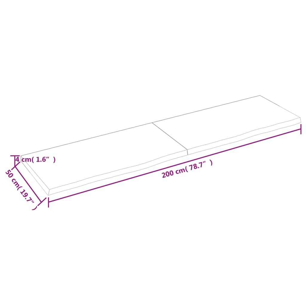 vidaXL Solid Oak Wood Wall Shelf, Light Brown with Live Edge, Versatile Usage as Cabinet or Table Top, 78.7"x 19.7"x 1.6"