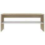 vidaXL Coffee Table Couch End Side Telephone Sofa Tea Accent Storage Table Desk Bedroom Living Room Furniture White and Sonoma Oak Engineered Wood