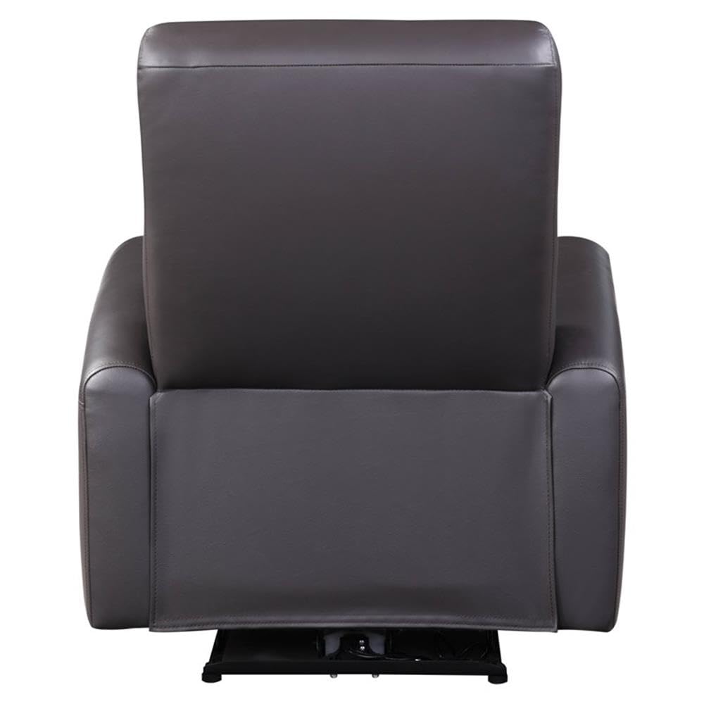 Acme Blane Tufted Leather Upholstered Power Motion Recliner in Brown