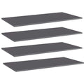 vidaXL Bookshelf Boards - Set of 4, High Gloss Gray, Engineered Wood, 39.4x19.7x0.6
