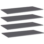 vidaXL Bookshelf Boards - Set of 4, High Gloss Gray, Engineered Wood, 39.4x19.7x0.6