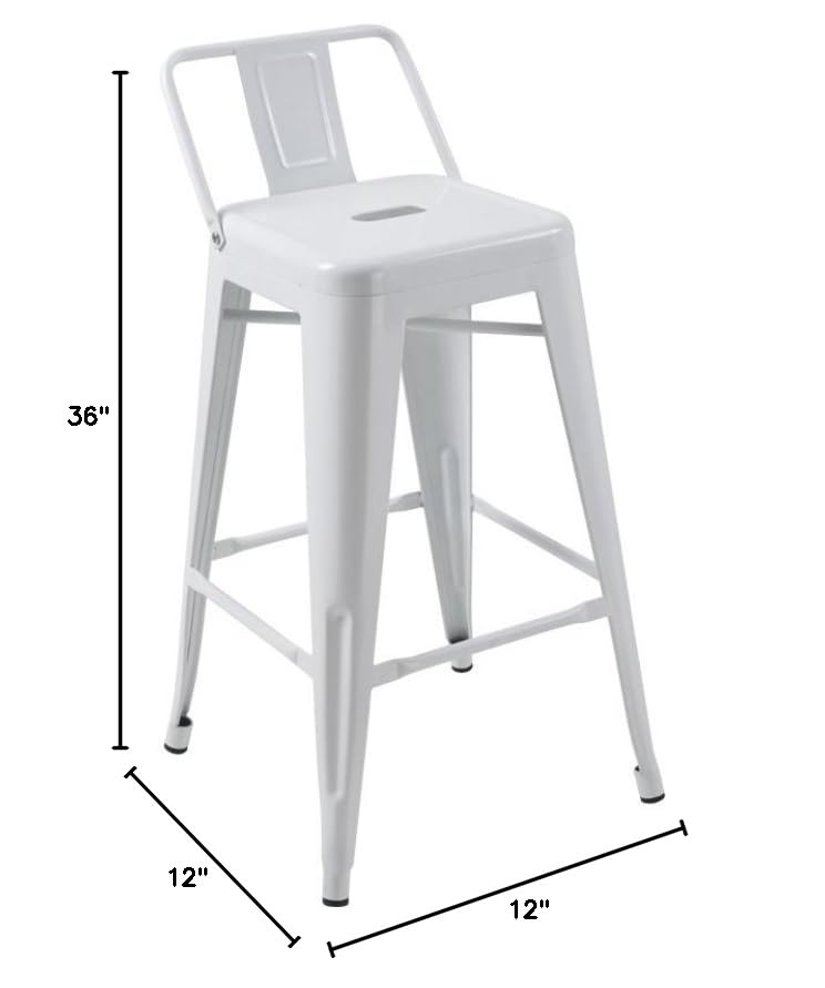 Neos Modern Furniture White 30&quot; Metal Barstool with Backrests Set of 4