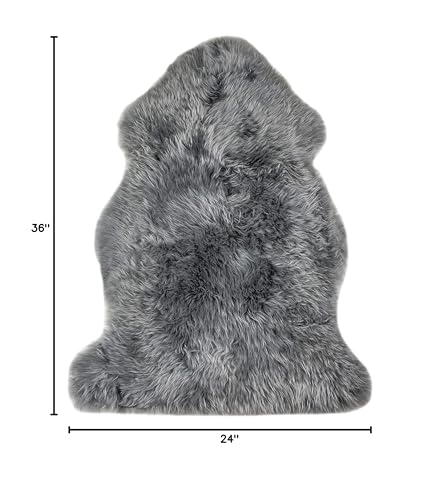 HomeRoots 2' X 3' Warm Gray New Zealand Natural Sheepskin Rug
