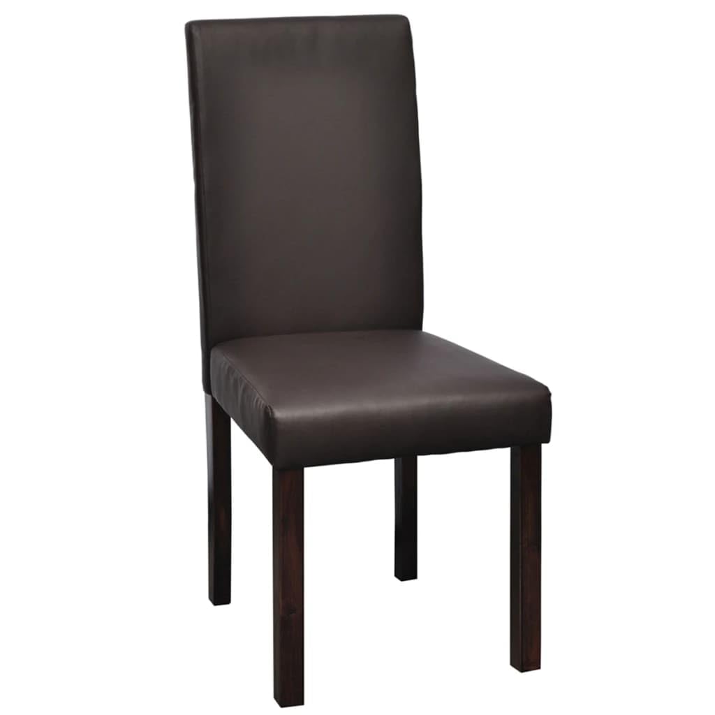 vidaXL Scandinavian Stylish Dining Chairs Set of 4 - Brown Faux Leather with Durable Wooden Frame – Easy Assembly Required
