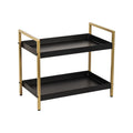 Decoworld || 2Tier Metal Storage Shelf, Black And Gold, Counter Organiser For Kitchen, Bathroom, Office
