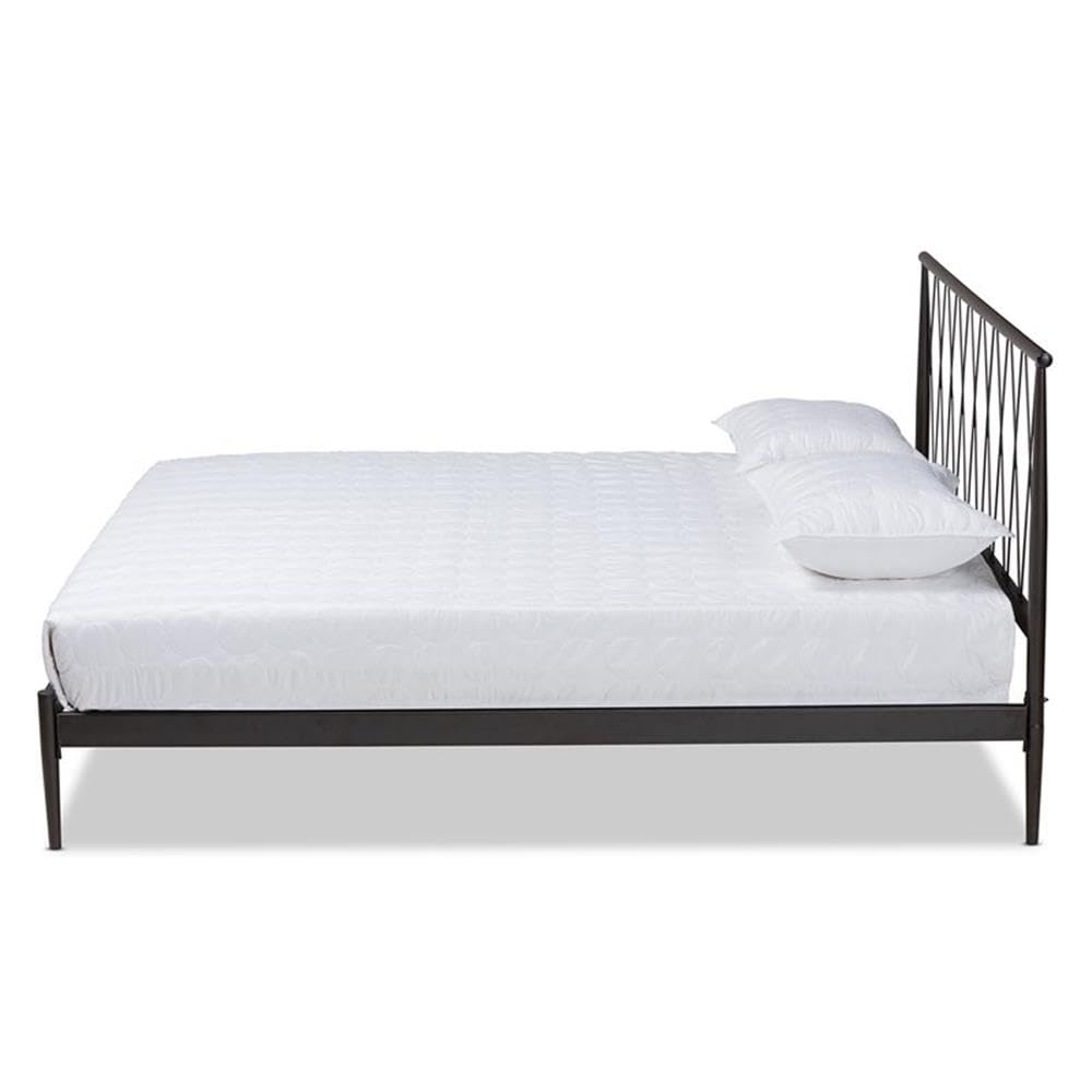 Baxton Studio Nano Modern and Contemporary Black Finished Metal Queen Size Platform Bed