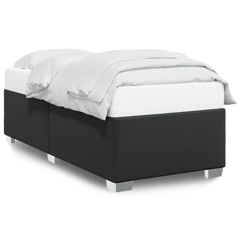 vidaXL - Twin XL Faux Leather Platform Bed Frame Black - Modern Bed Furniture for Bedroom