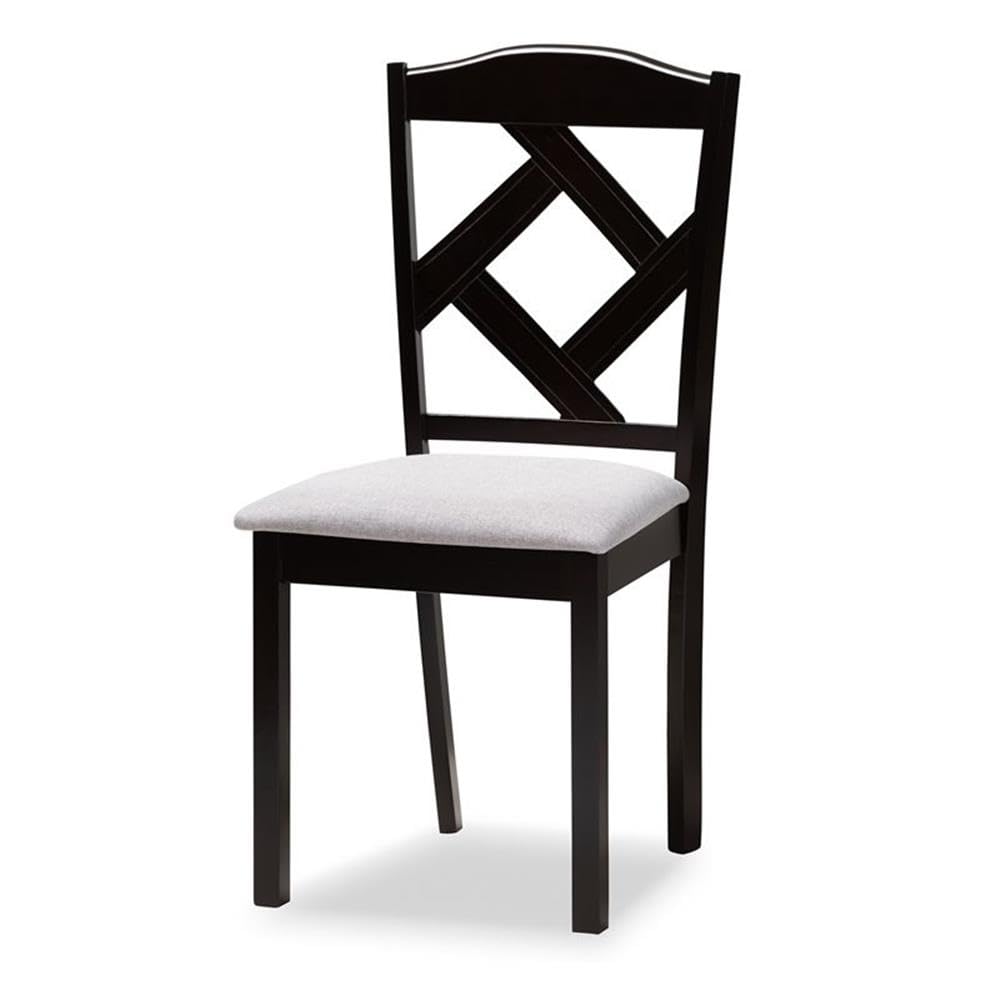 Baxton Studio Nesa Modern Transitional Grey Fabric Upholstered and Dark Brown Finished Wood 5-Piece Dining Set