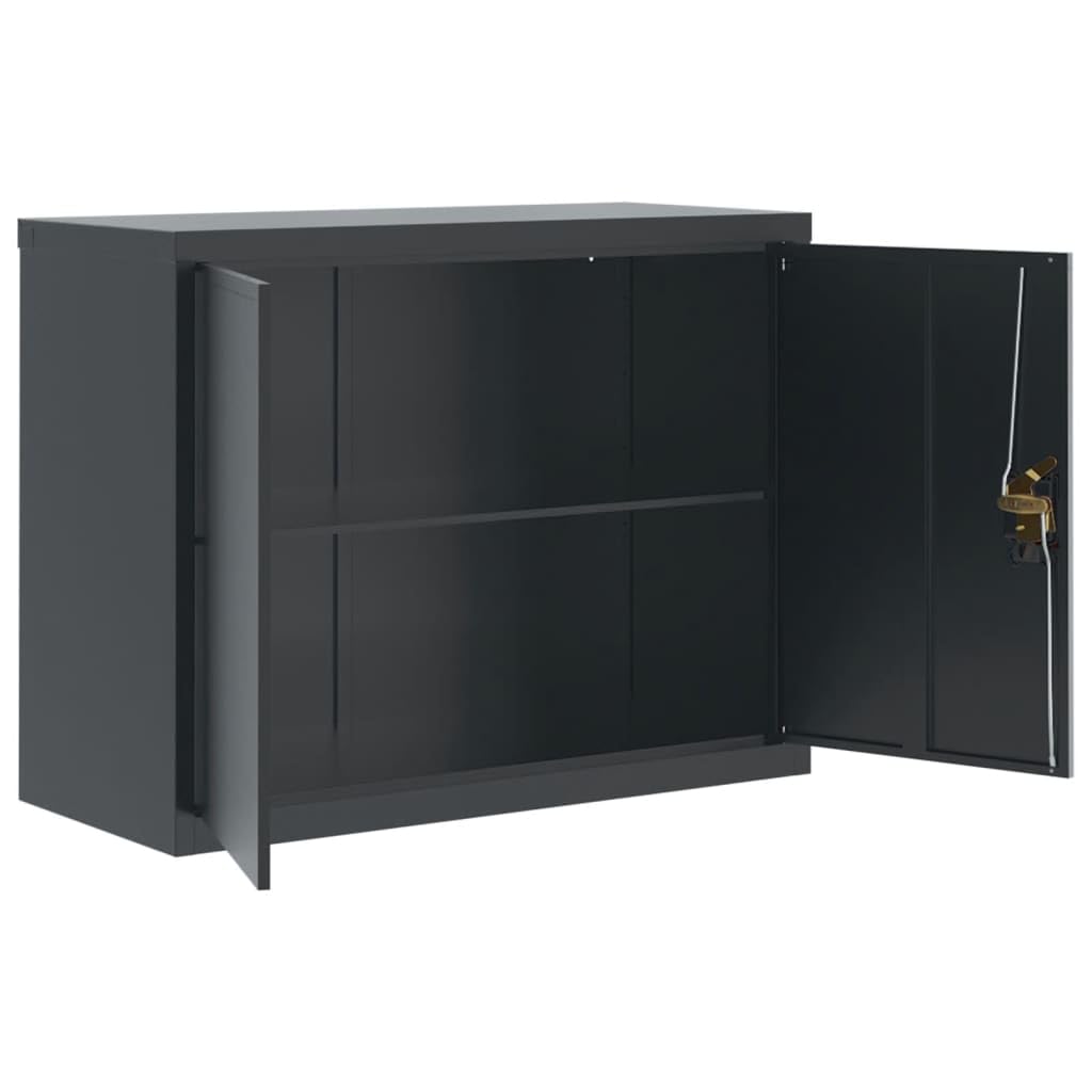 vidaXL Steel File Cabinet - Anthracite 35.4&quot;x15.7&quot;x27.6&quot;, Adjustable Shelf, Ample Storage, Lockable, Durable, Easy to Clean