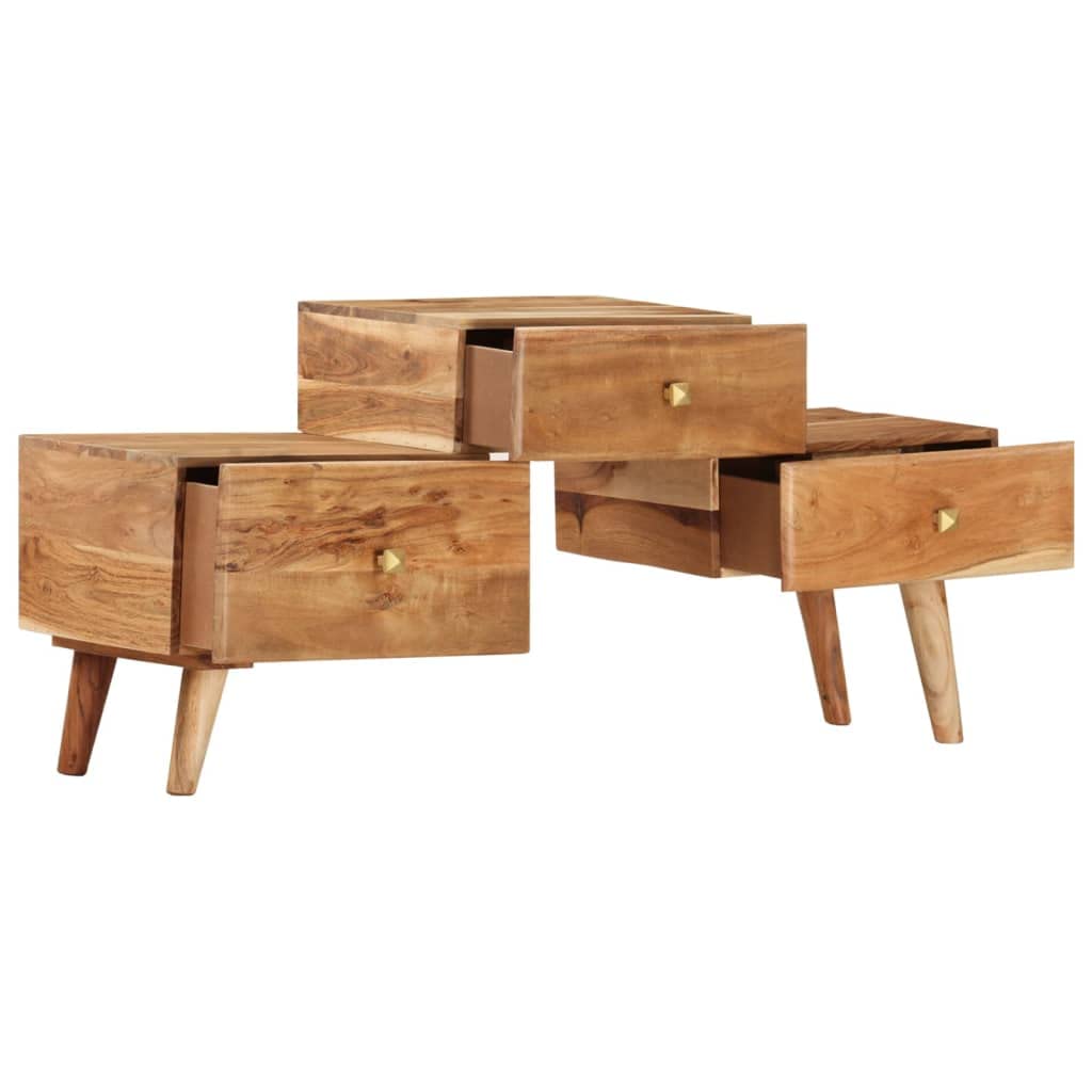 vidaXL Solid Wood Acacia TV Cabinet with 3 Drawers | Unique Grain Design | Spacious Entertainment Unit | 42.5" x 11.8" x 19.3" | Farmhouse Style | Brown