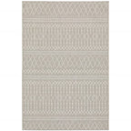 HomeRoots Grey Polypropylene 3’x5’ Gray and Ivory Geometric Indoor Outdoor Area Rug