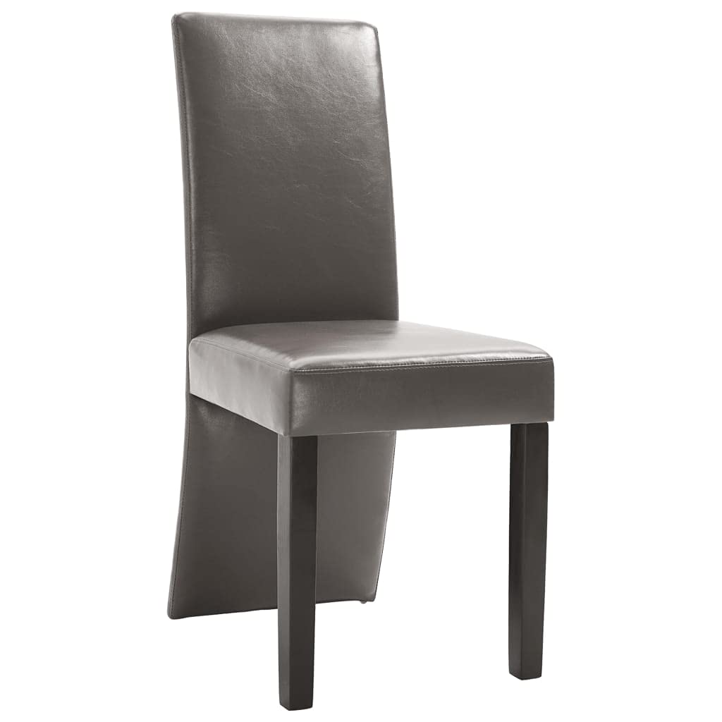 vidaXL 4-Piece Dining Chairs Set- Comfortable Faux Leather Upholstery with Ergonomic Design, Gray, Sturdy Solid Wooden Legs