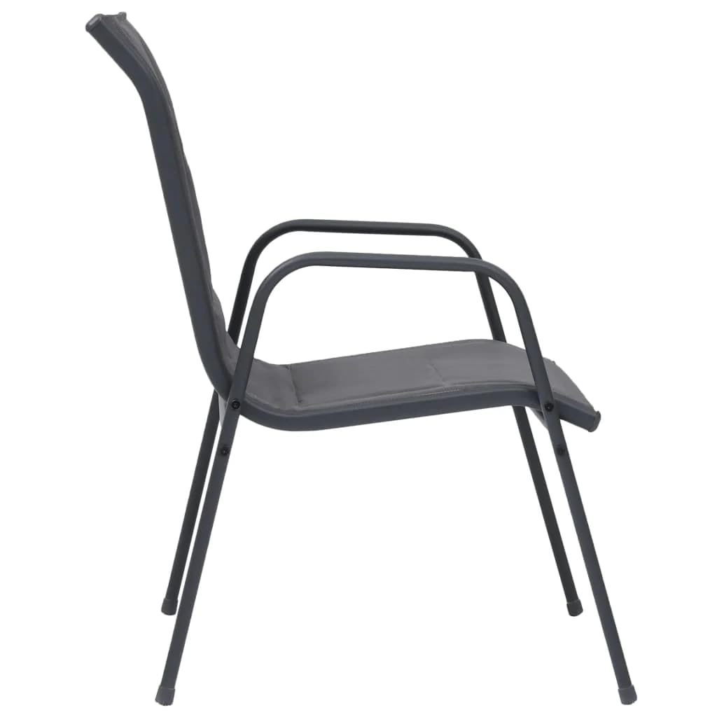 Stackable Garden Chairs 2 pcs Steel and Textilene Anthracite