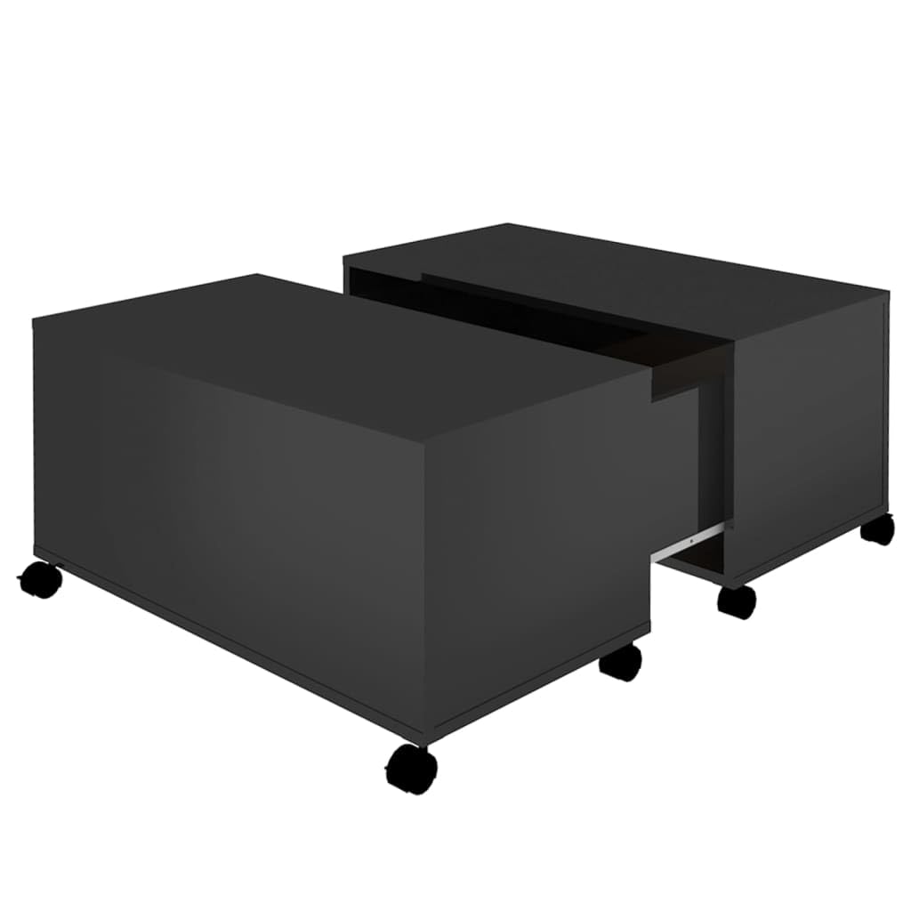 vidaXL Coffee Table High Gloss Black 29.5"x29.5"x15" Engineered Wood