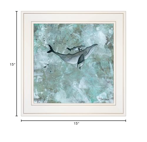 Simplicity Blue Gray Humpback Whale White Framed Print Wall Art