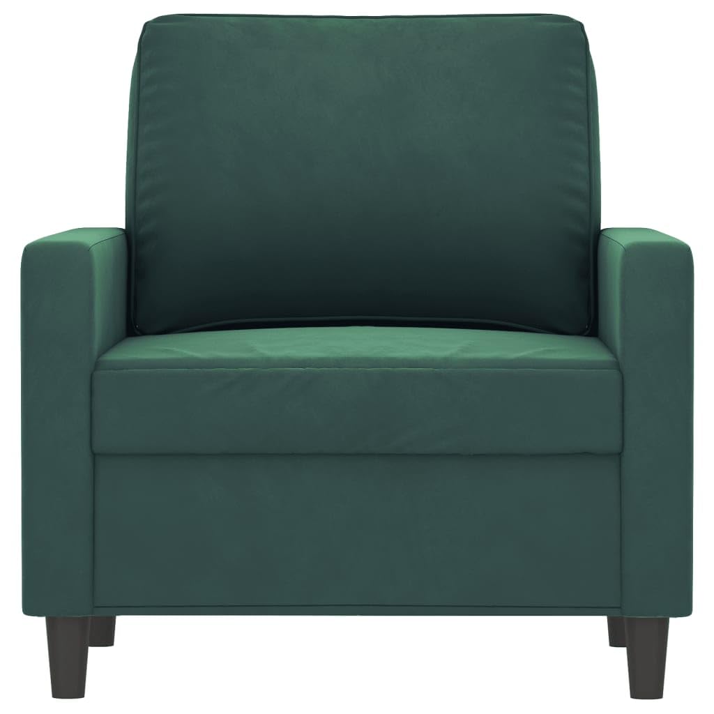 vidaXL Velvet Sofa Chair in Dark Green - Comfortable Armchair with Luxurious Velvet Fabric, Robust Metal Frame and Eye-catching Modern Design