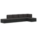 vidaXL Modern Lounge Set with Adjustable Seats - 6 Piece Black Poly Rattan Outdoor Patio Set with Cushions - Weather-Resistant, Easy-to-Clean and Durable