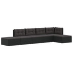 vidaXL Modern Lounge Set with Adjustable Seats - 6 Piece Black Poly Rattan Outdoor Patio Set with Cushions - Weather-Resistant, Easy-to-Clean and Durable