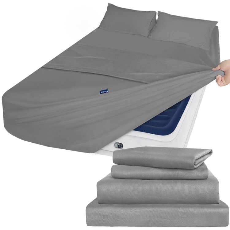 Deep Pocket Twin Xl Sheet Sets - Extra Long Twin Sheets - Dorm Room Essentials - 4 Piece Xl Twin Bed Sheets Fade Resistant Fits 16In To 24In Pillow Top Air Mattress - Grey