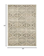 HomeRoots Polypropylene 10’ x 13’ Ivory and Gray Floral Trellis Indoor Area Rug