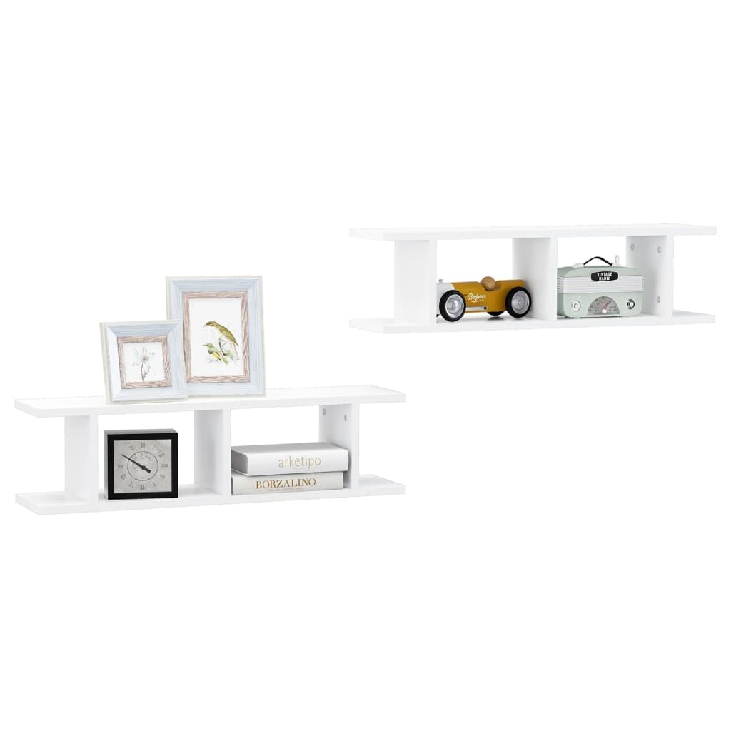Wall Shelves 2 pcs White 78x18x20 cm Engineered Wood